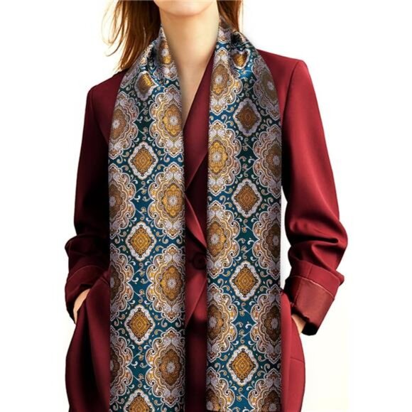 Mens/Womens Lightweight Silk Scarf Fashion Print Paisley Scarves - Picture 3 of 6